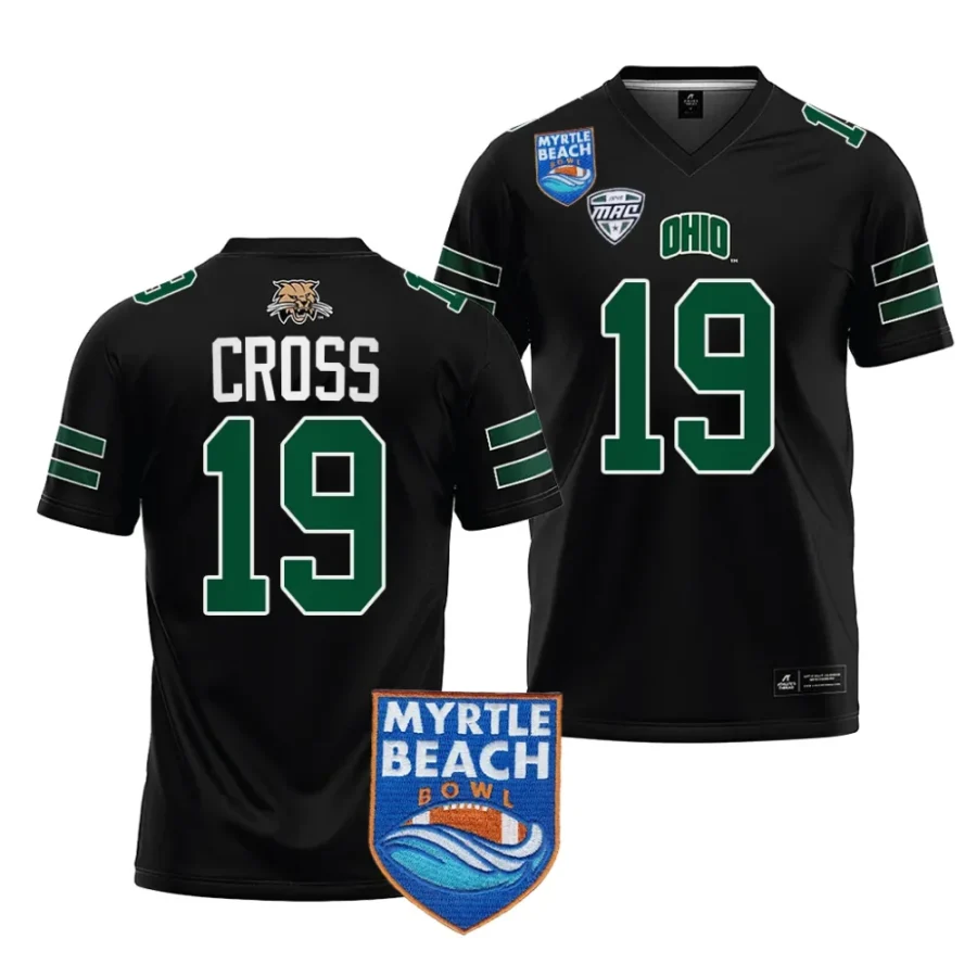 men ohio bobcats miles cross black 2023 myrtle beach bowl jersey scaled