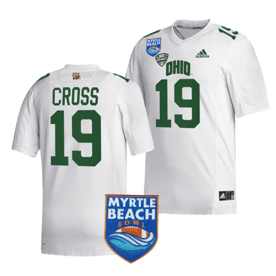 men ohio bobcats miles cross white 2023 myrtle beach bowl jersey scaled