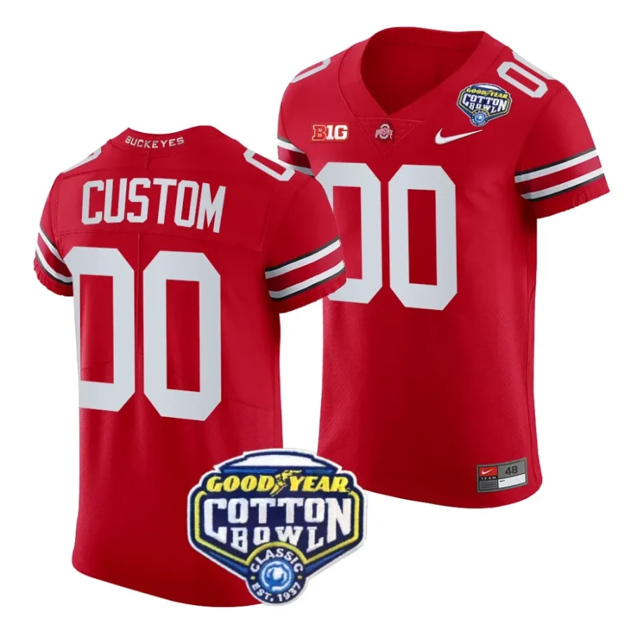 men ohio state buckeyes custom scarlet 2023 cotton bowl college football playoff jersey scaled