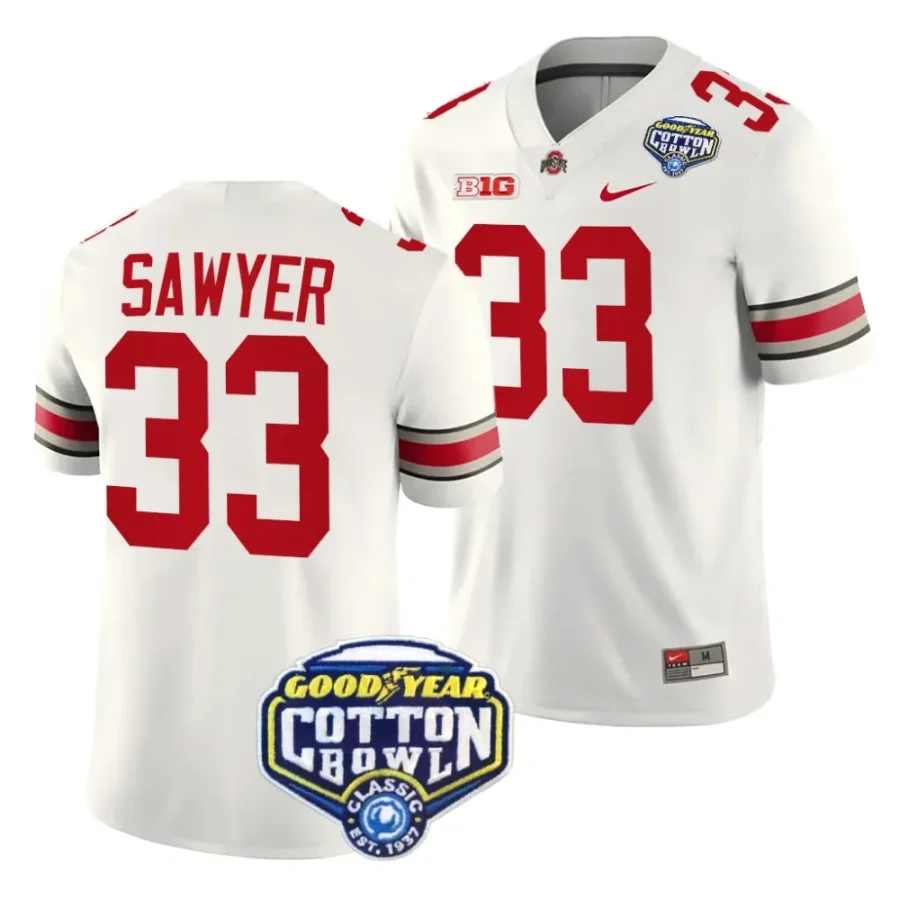 men ohio state buckeyes jack sawyer white 2023 cotton bowl college football playoff jersey scaled