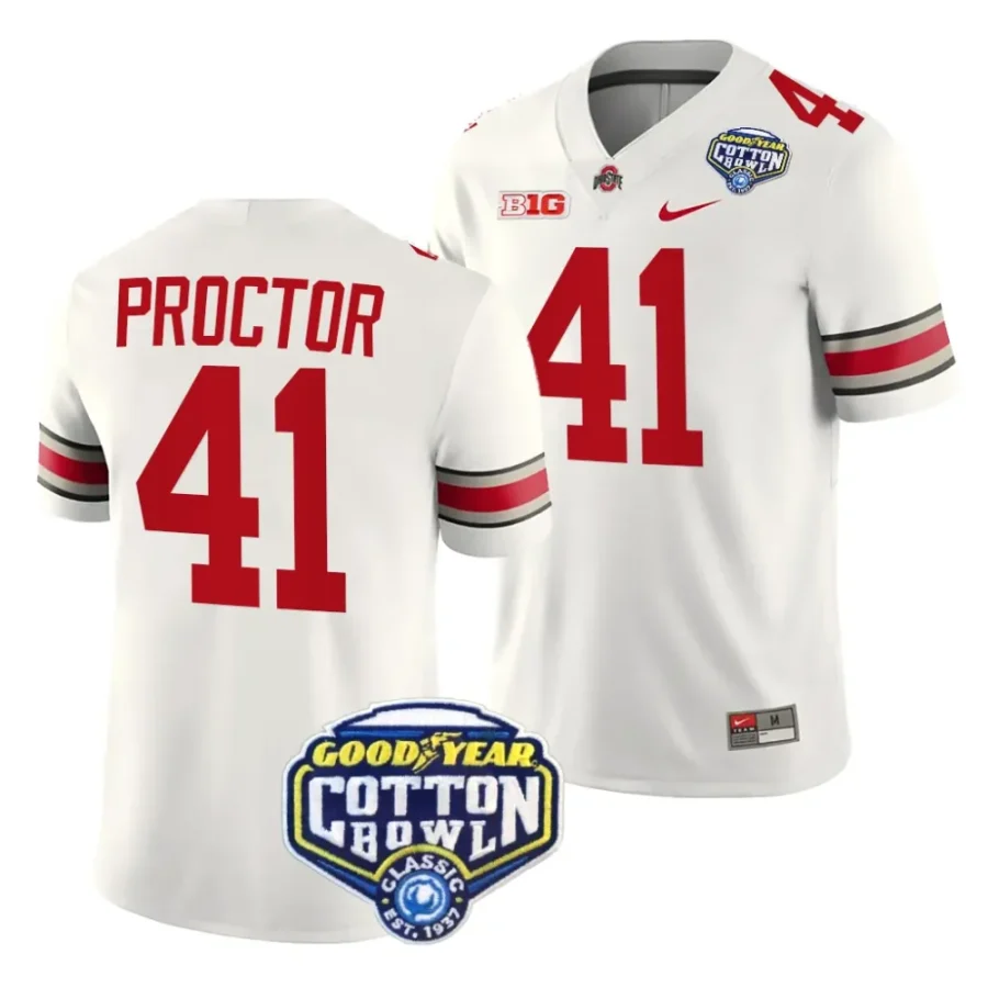 men ohio state buckeyes josh proctor white 2023 cotton bowl college football playoff jersey scaled