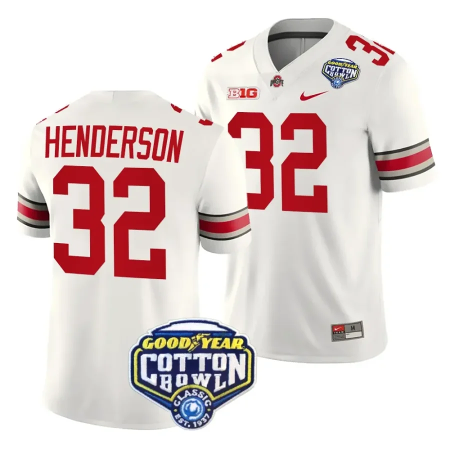 men ohio state buckeyes treveyon henderson white 2023 cotton bowl college football playoff jersey scaled