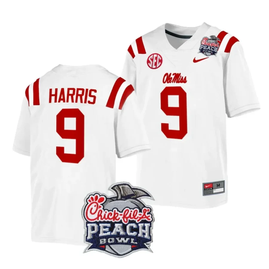 men ole miss rebels tre harris white 2024 peach bowl college football playoff jersey scaled
