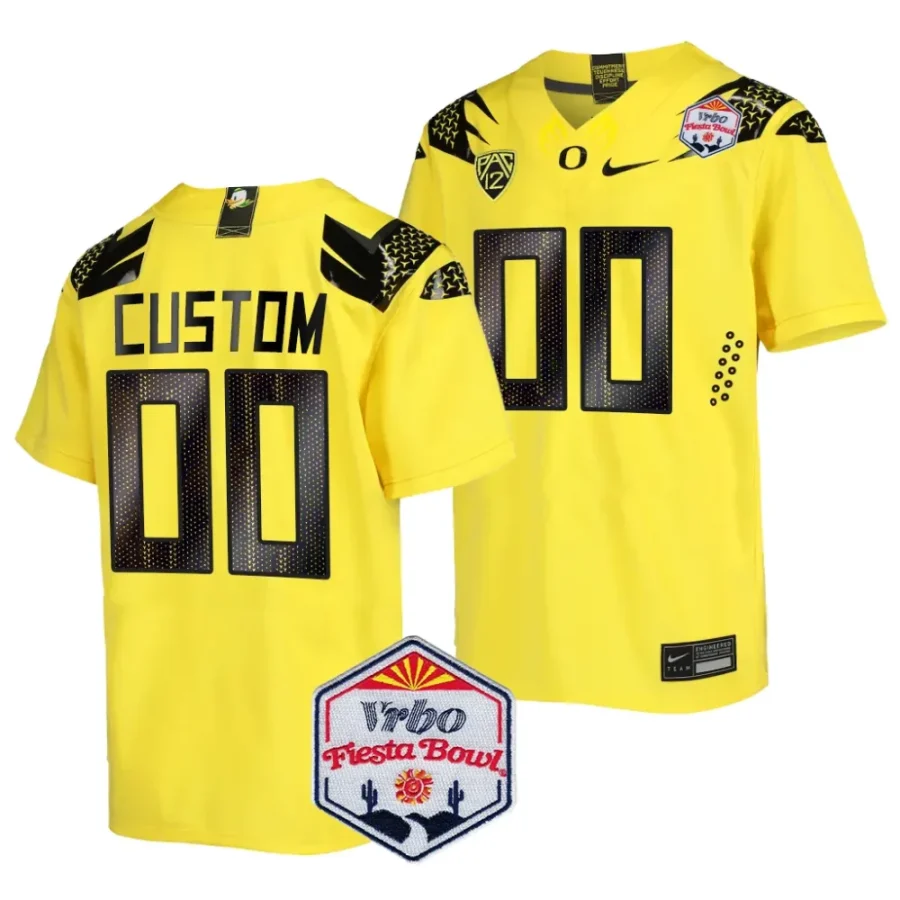 men oregon ducks custom yellow 2024 fiesta bowl college football playoff jersey scaled