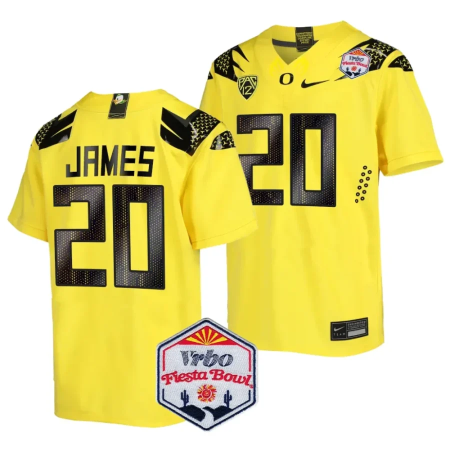 men oregon ducks jordan james yellow 2024 fiesta bowl college football playoff jersey scaled