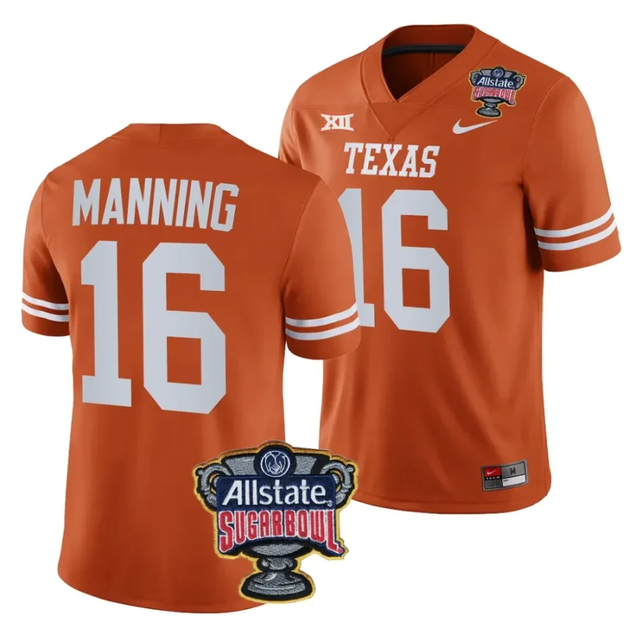 men texas longhorns arch manning orange 2024 sugar bowl college football playoff jersey scaled