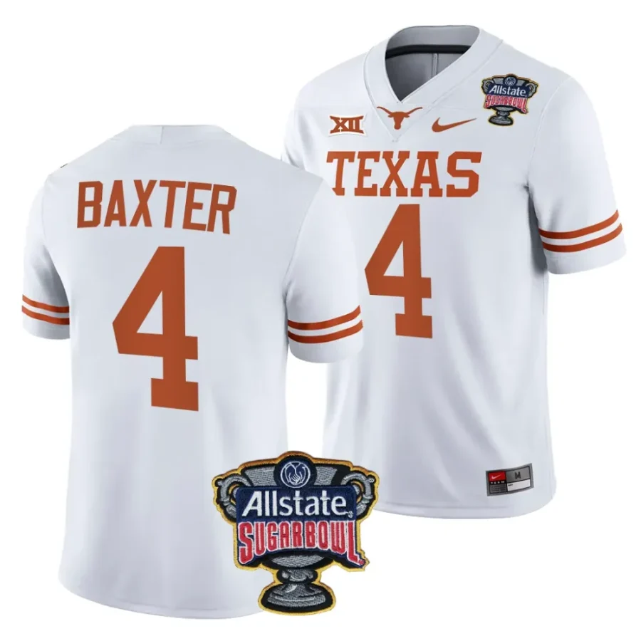 men texas longhorns cj baxter white 2024 sugar bowl college football playoff jersey scaled