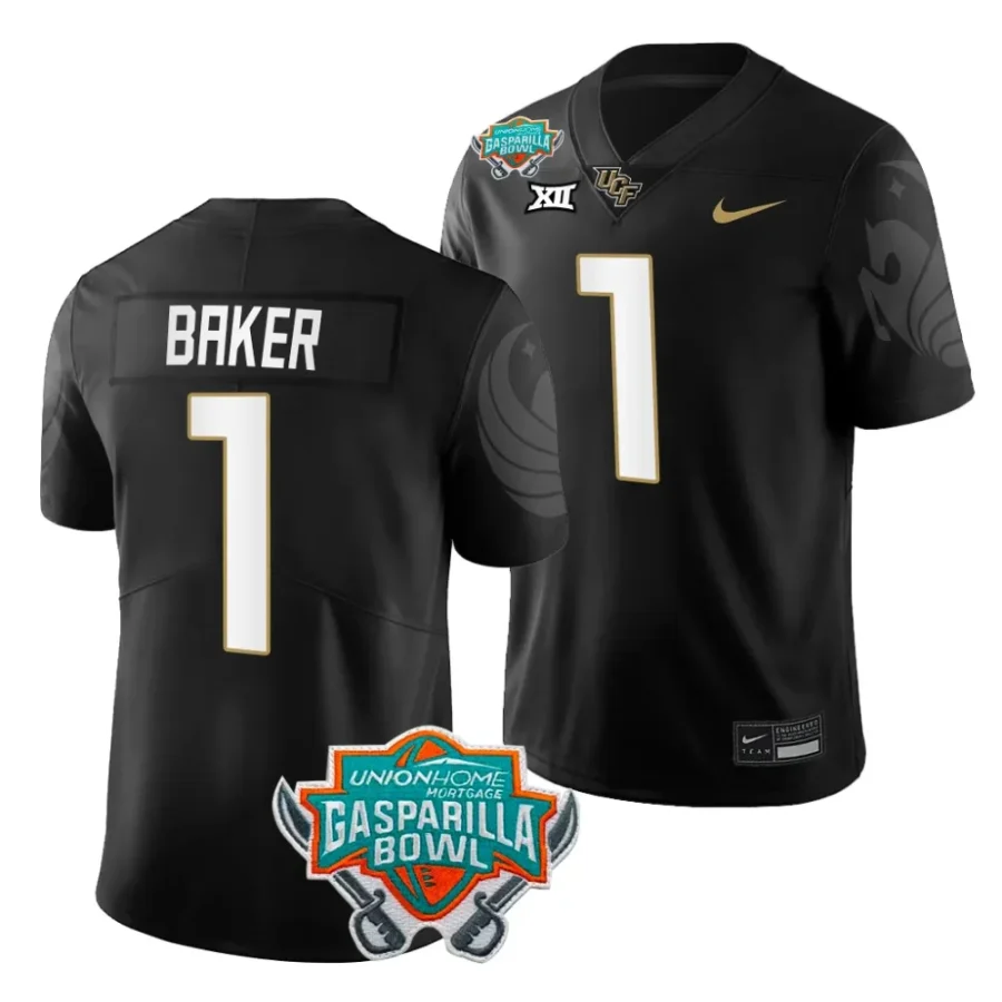 men ucf knights javon baker black 2023 gasparilla bowl football jersey scaled