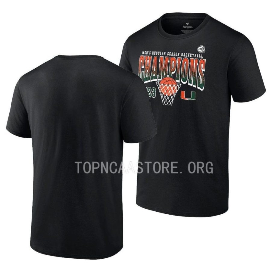 miami hurricanes black 2023 acc regular season champs mens basketball men t shirt scaled