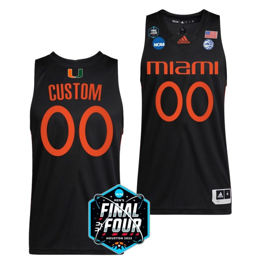 miami hurricanes custom 2023 ncaa final four mens basketball black jersey scaled