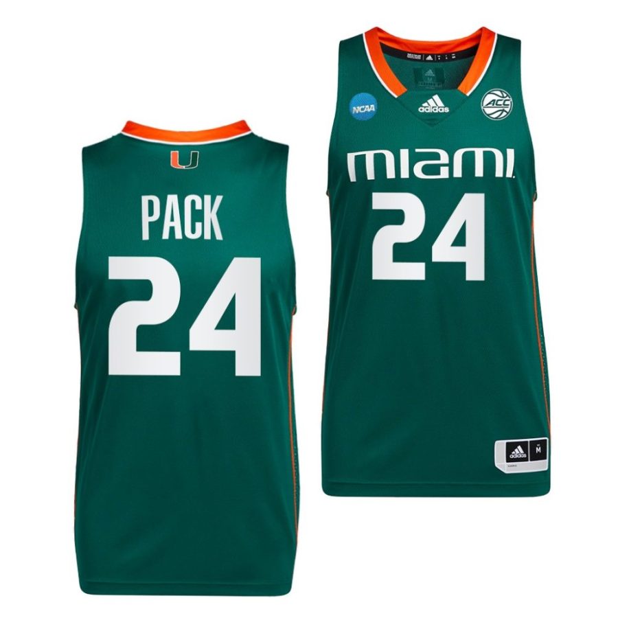 miami hurricanes nijel pack 2023 ncaa march madness mens basketball green jersey scaled
