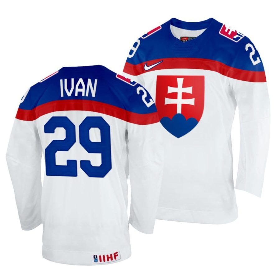 michal ivan white 2022 iihf world championship slovakia home jersey scaled