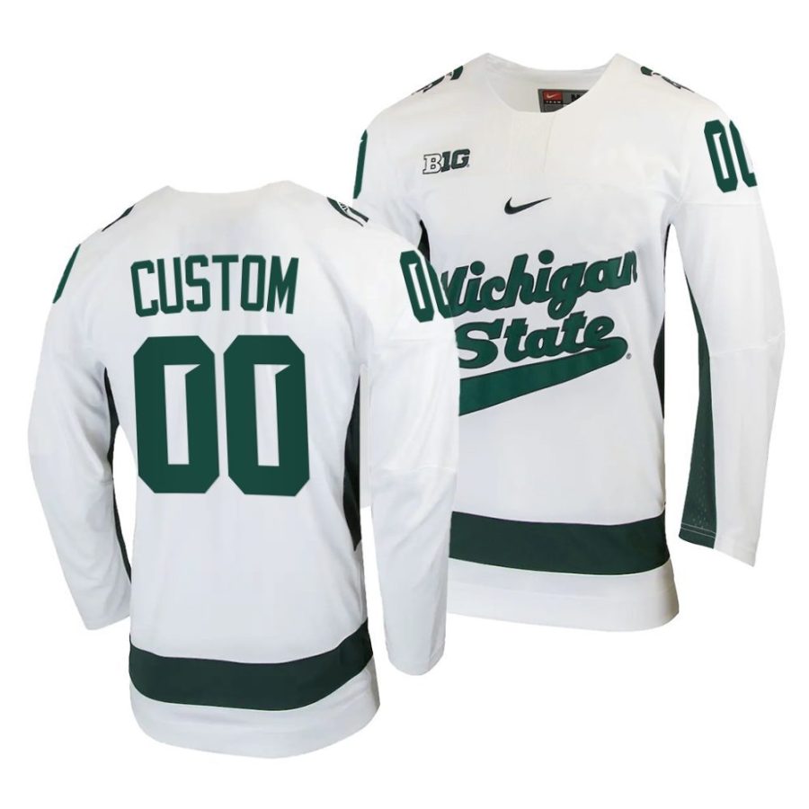 michigan state spartans custom 2022 college hockey white jersey scaled