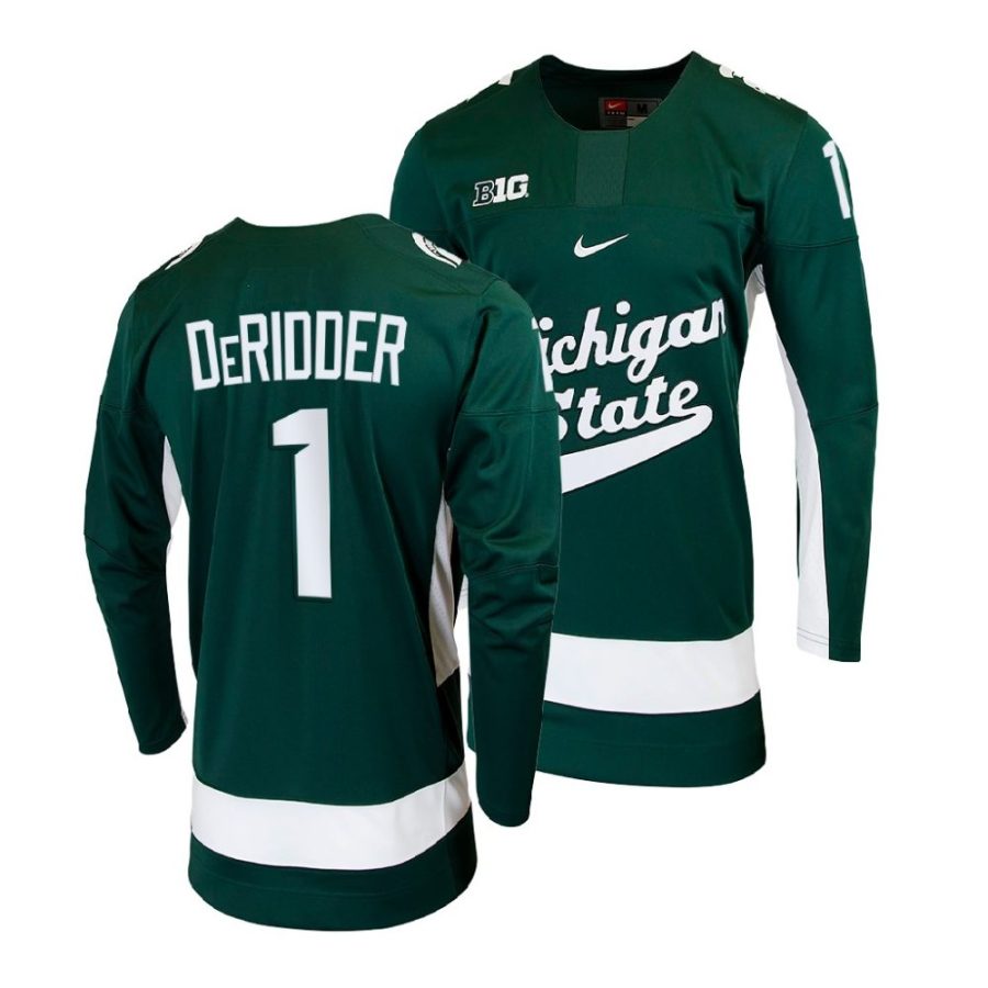 michigan state spartans drew deridder 2022 college hockey green jersey scaled