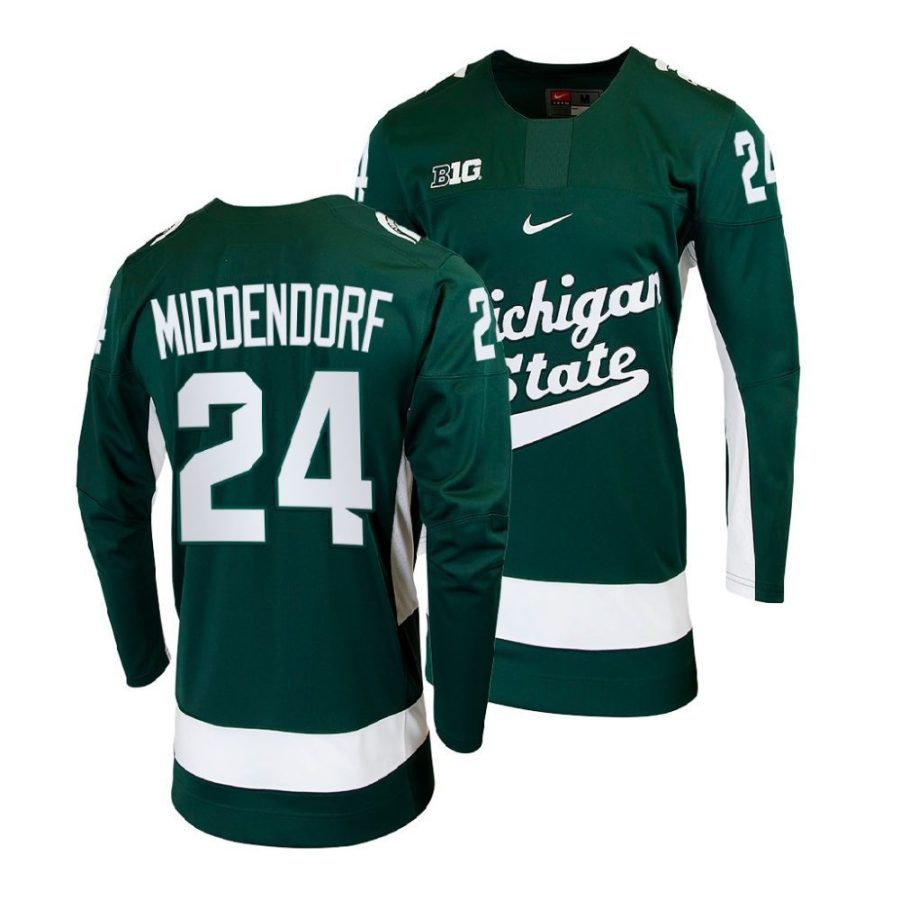 michigan state spartans erik middendorf 2022 college hockey green jersey scaled