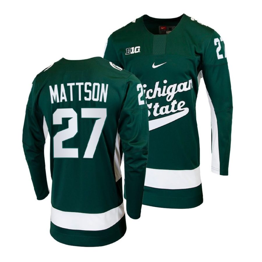 michigan state spartans mitchell mattson college hockey green jersey scaled