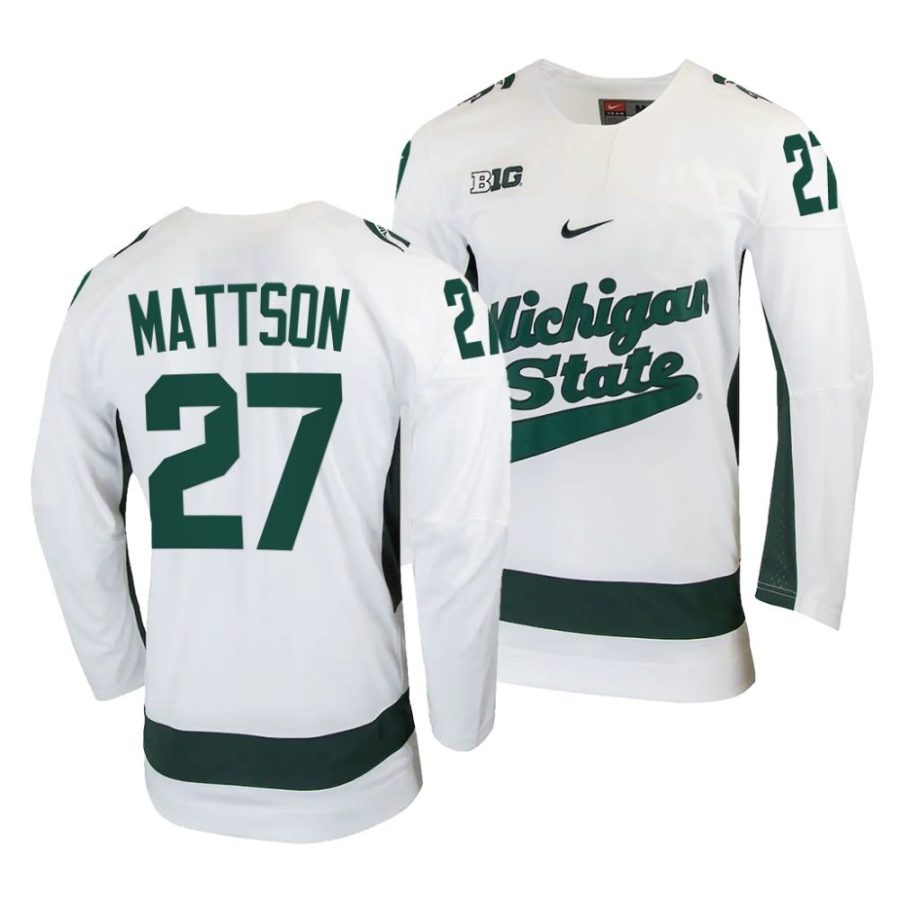 michigan state spartans mitchell mattson college hockey white jersey scaled