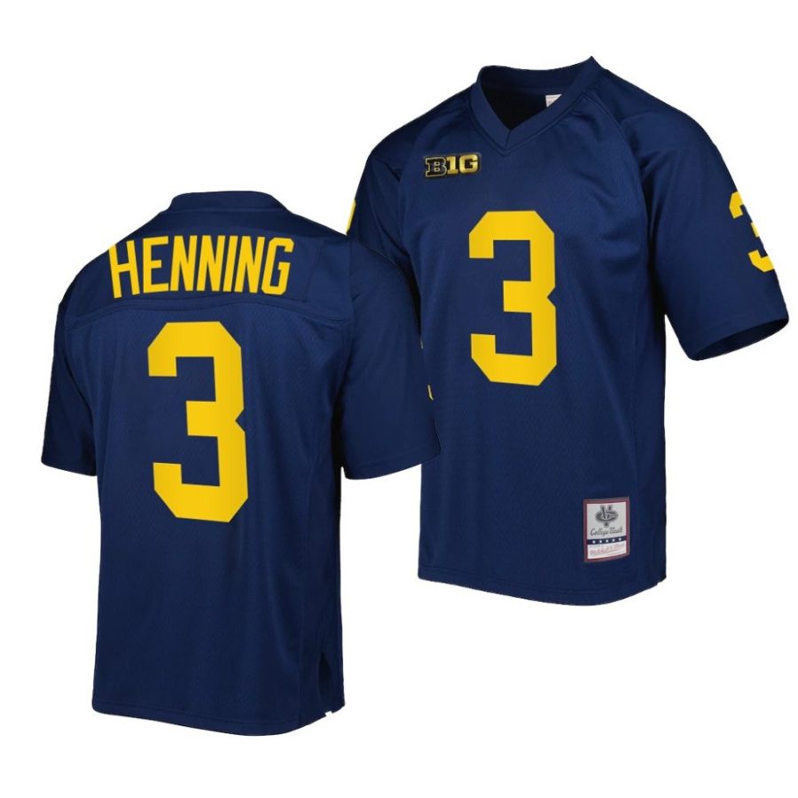 michigan wolverines a.j. henning navy authentic football mitchell ness jersey scaled