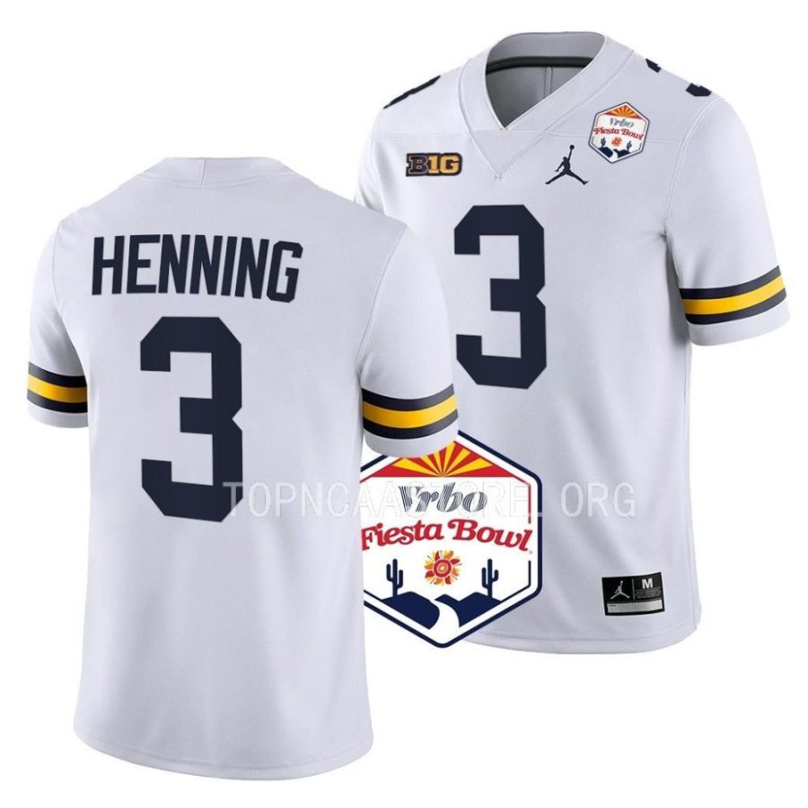 michigan wolverines a.j. henning white 2022 fiesta bowl college football playoff jersey scaled