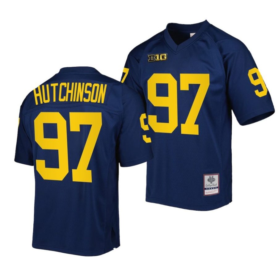 michigan wolverines aidan hutchinson navy authentic football mitchell ness jersey scaled