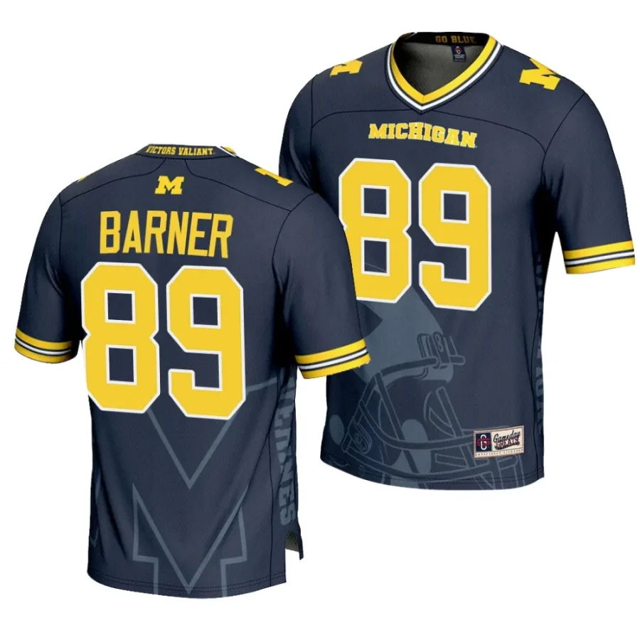 michigan wolverines aj barner navy icon print football fashion jersey scaled