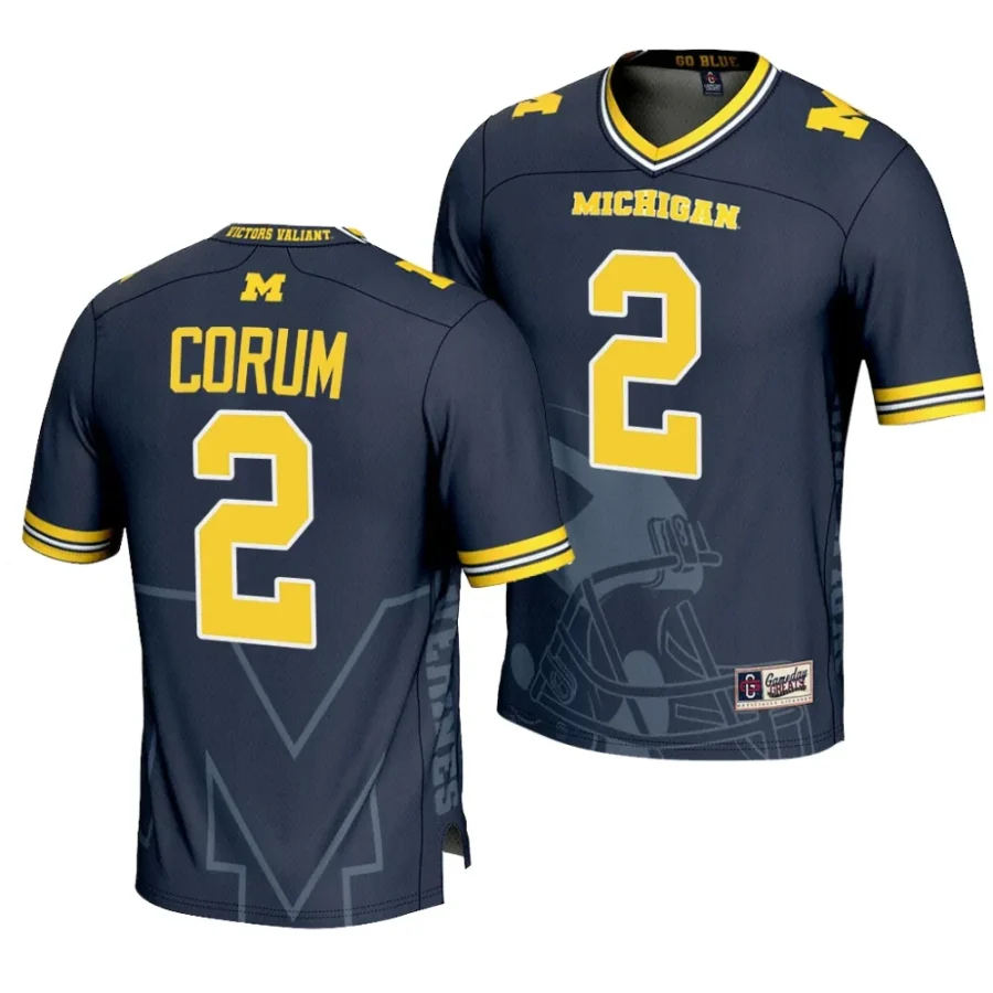 michigan wolverines blake corum navy icon print football fashion jersey scaled