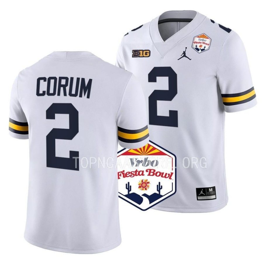 michigan wolverines blake corum white 2022 fiesta bowl college football playoff jersey scaled