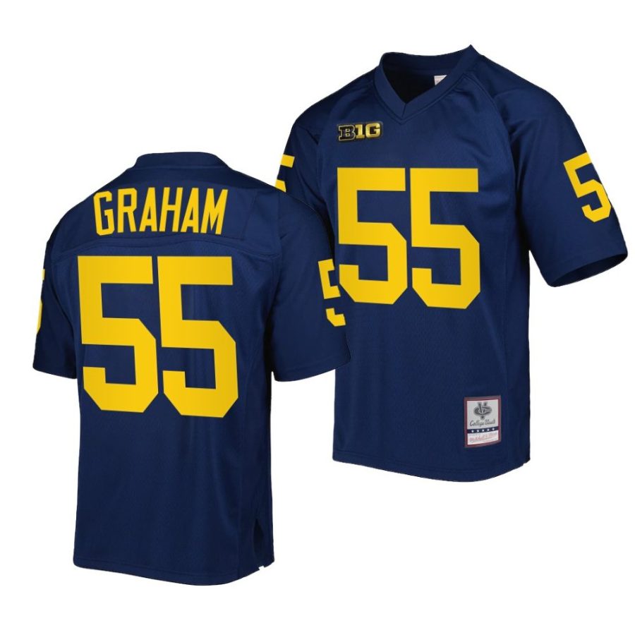 michigan wolverines brandon graham navy authentic football mitchell ness jersey scaled