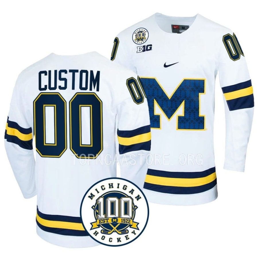 michigan wolverines custom 100th anniversary white hockey jersey scaled