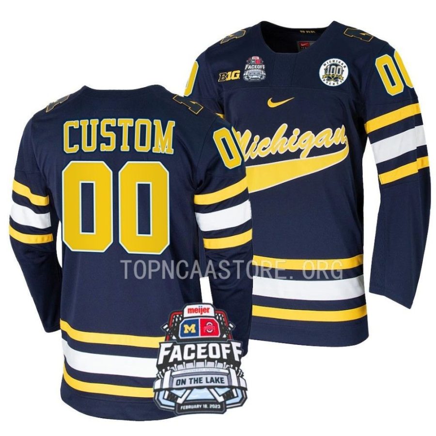 michigan wolverines custom 2023 faceoff on the lake navy hockey jersey scaled