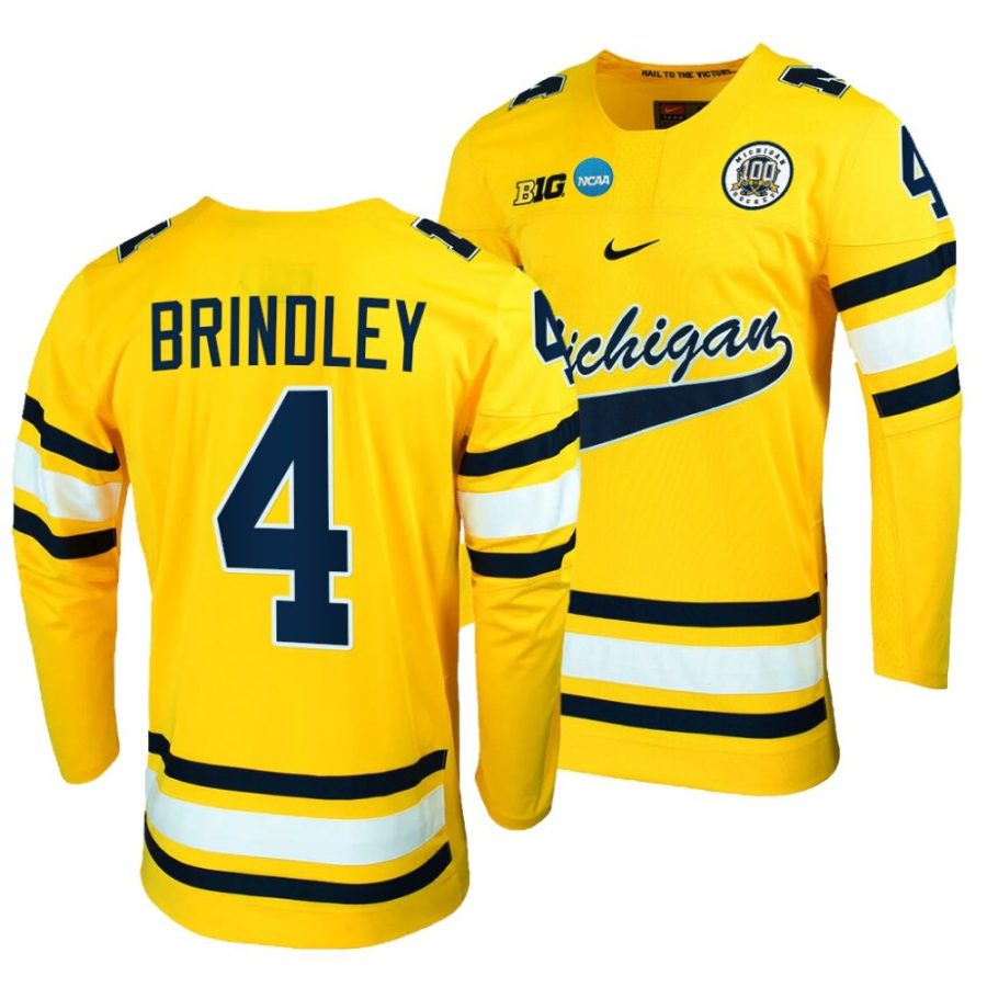 michigan wolverines gavin brindley 2023 ncaa hockey tournament maize jersey scaled