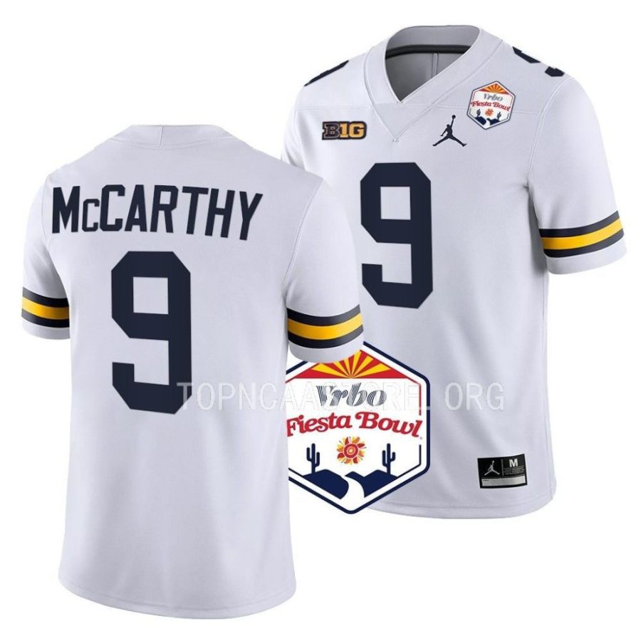 michigan wolverines j.j. mccarthy white 2022 fiesta bowl college football playoff jersey scaled