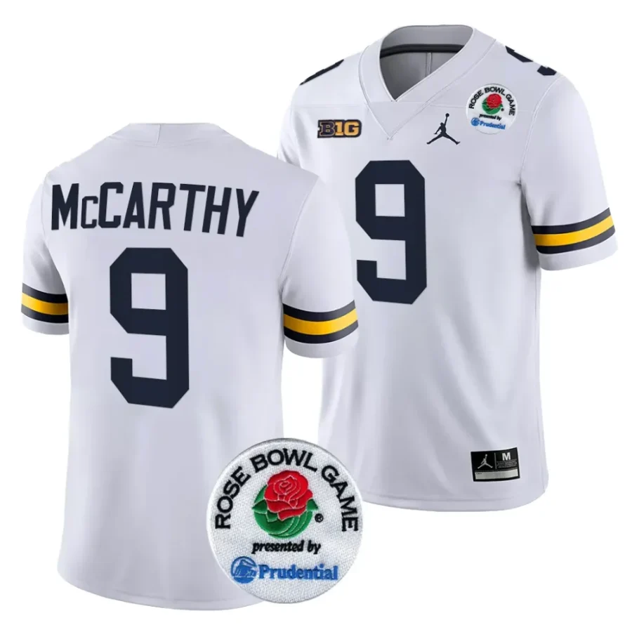 michigan wolverines j.j. mccarthy white 2024 rose bowl college football playoff jersey scaled