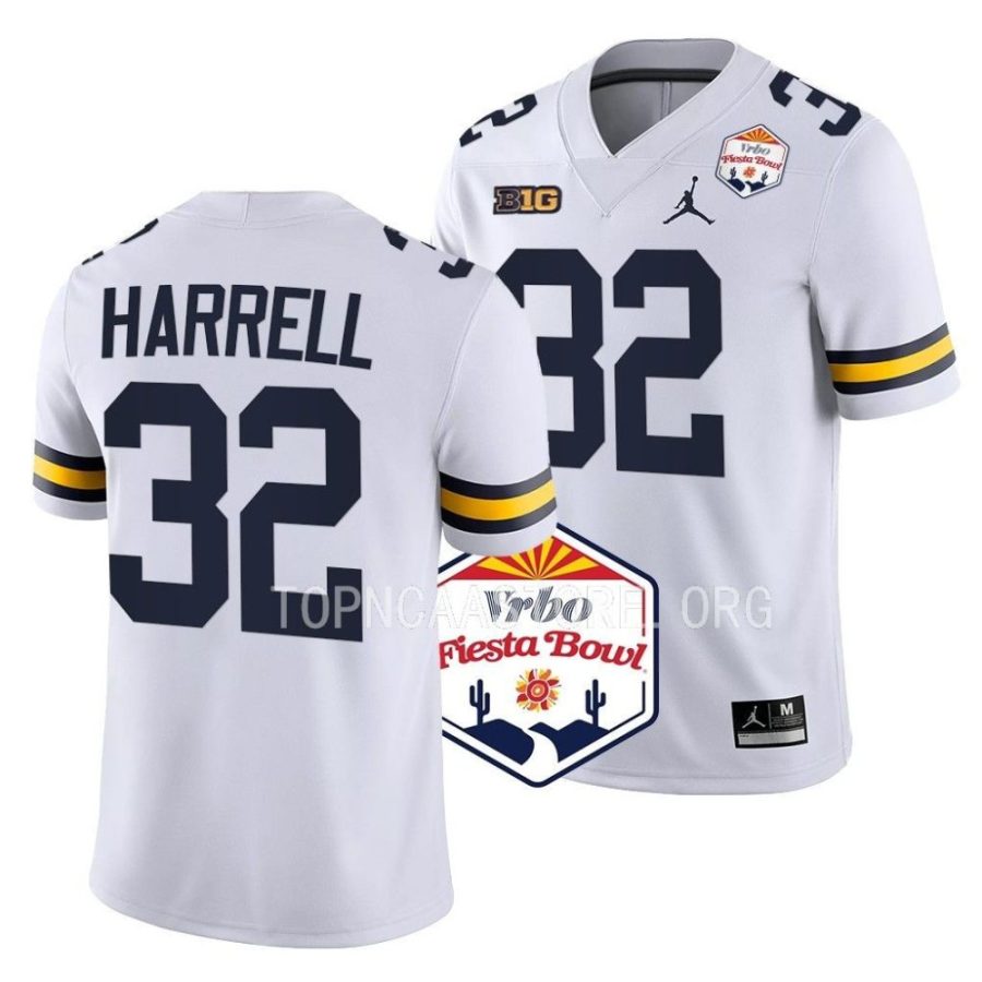 michigan wolverines jaylen harrell white 2022 fiesta bowl college football playoff jersey scaled