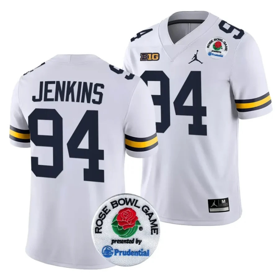 michigan wolverines kris jenkins white 2024 rose bowl college football playoff jersey scaled