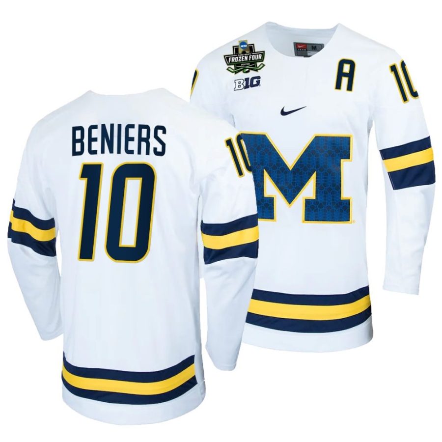 michigan wolverines matty beniers 2022 frozen four white ncaa hockey jersey scaled