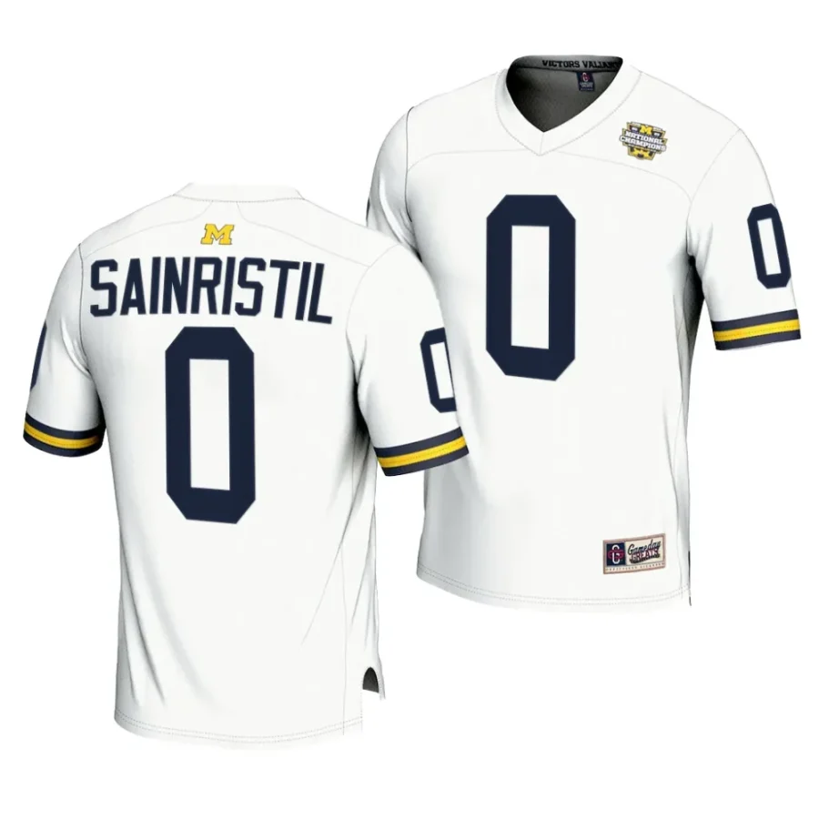 michigan wolverines mike sainristil white cfbplayoff 2023 national champions lightweight fashion jersey scaled