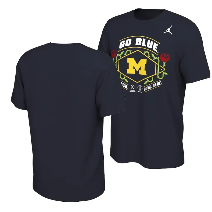 michigan wolverines navy 2024 rose bowl college football playoff men t shirt scaled