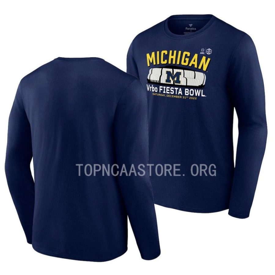 michigan wolverines navy college football playoff 2022 fiesta bowl long sleevegameday stadium men t shirt scaled