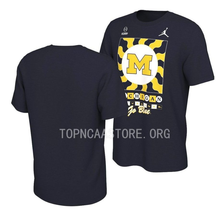 michigan wolverines navy college football playoff 2022 fiesta bowl media night men t shirt scaled