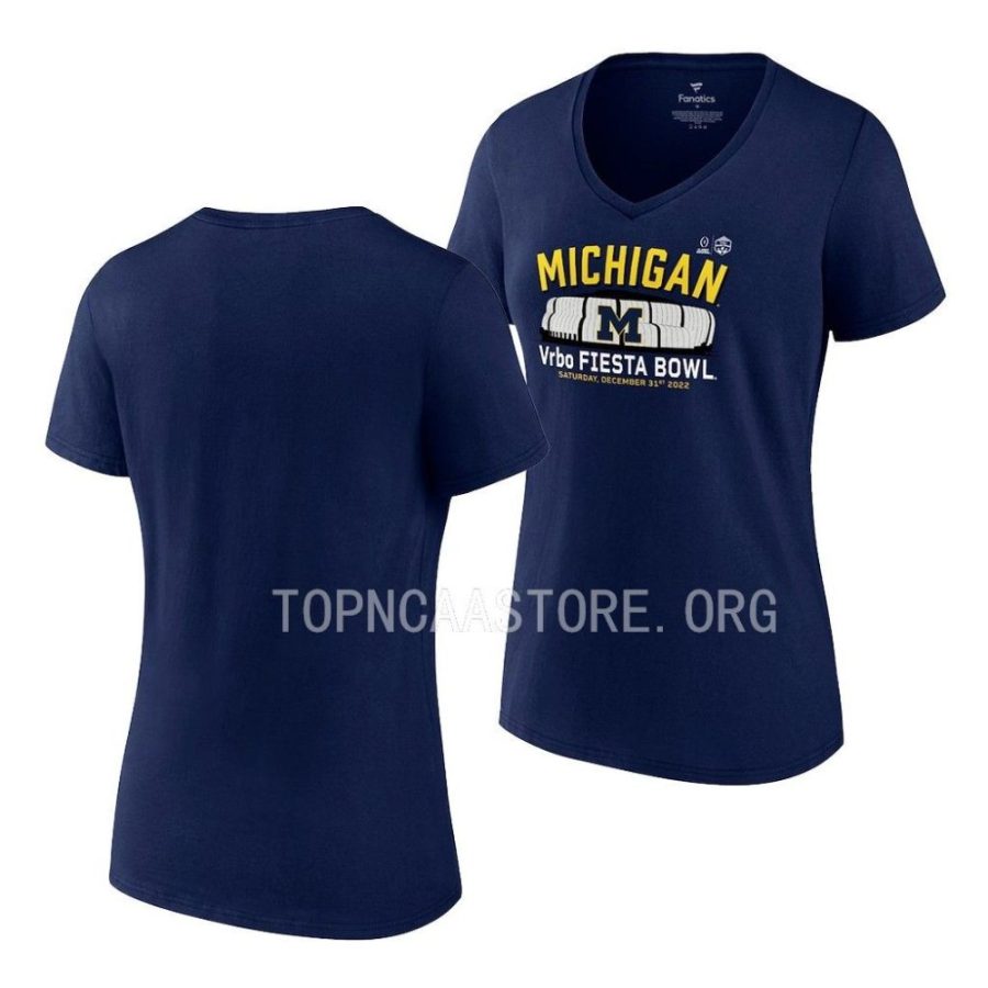 michigan wolverines navy college football playoff 2022 fiesta bowl v neckgameday stadium women t shirt scaled