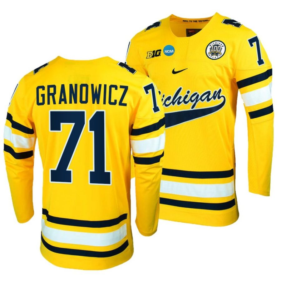 michigan wolverines nick granowicz 2023 ncaa hockey tournament maize jersey scaled