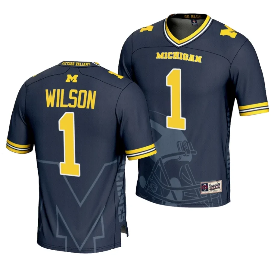 michigan wolverines roman wilson navy icon print football fashion jersey scaled