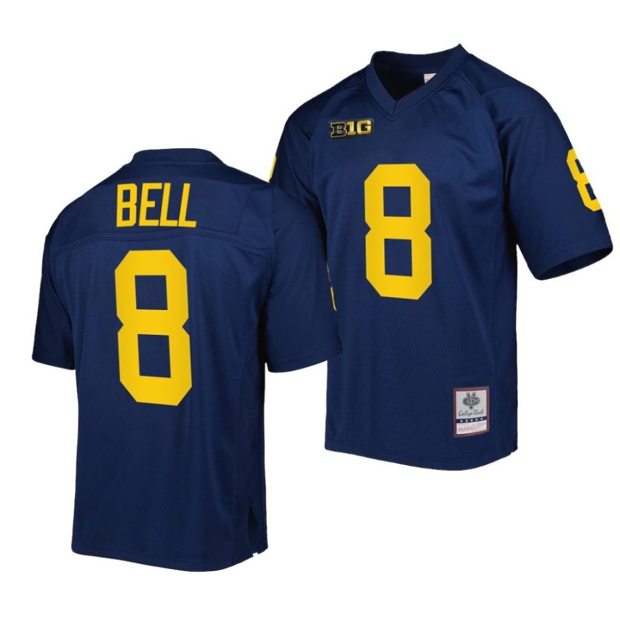 michigan wolverines ronnie bell navy authentic football mitchell ness jersey scaled