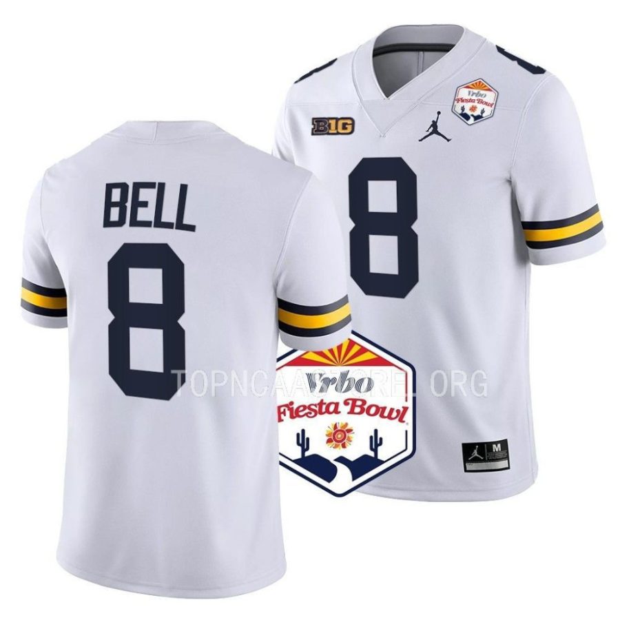 michigan wolverines ronnie bell white 2022 fiesta bowl college football playoff jersey scaled