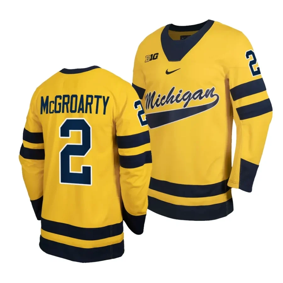 michigan wolverines rutger mcgroarty 2023 24 classic hockey maize replica jersey scaled