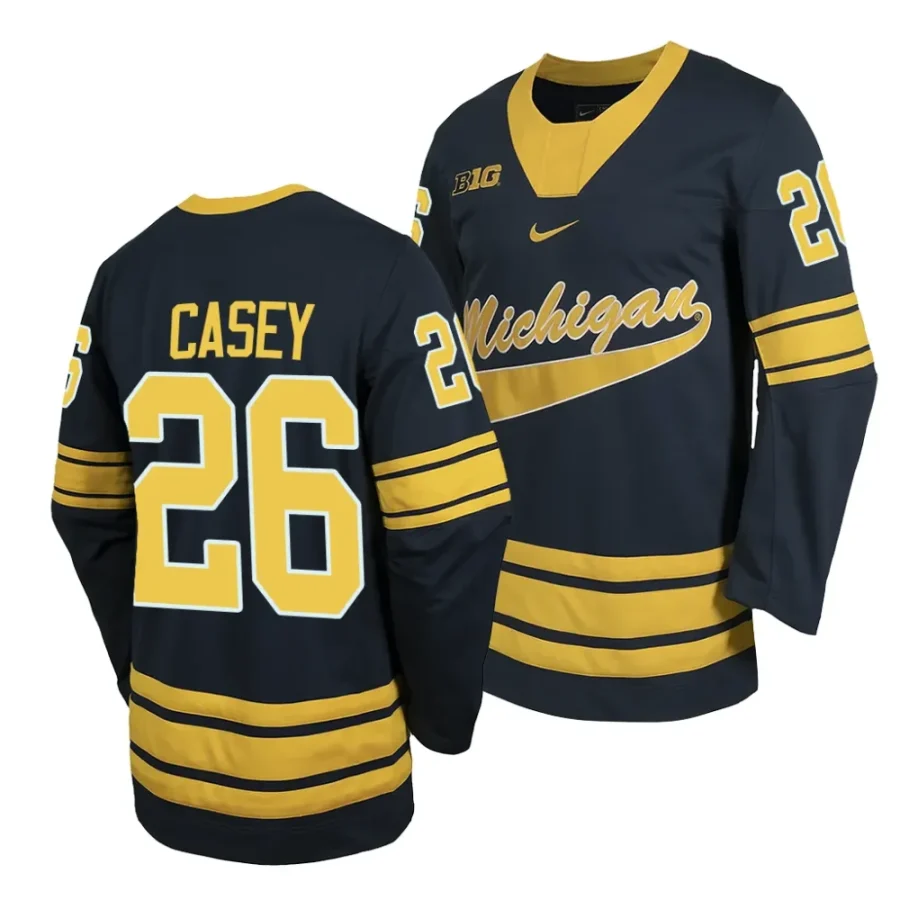 michigan wolverines seamus casey 2023 24 college hockey navy jersey scaled