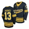 michigan wolverines t.j. hughes 2023 24 college hockey navy jersey scaled