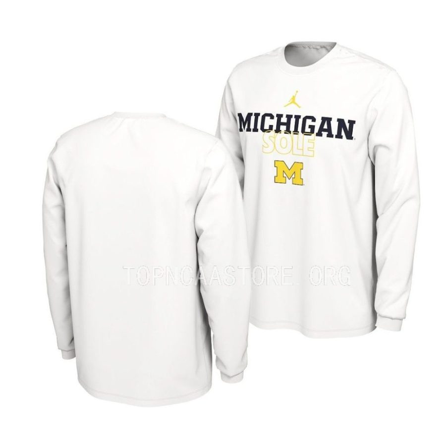 michigan wolverines white on court long sleevecollege basketball men t shirt scaled