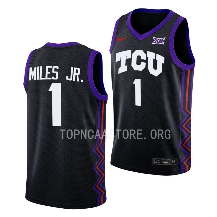 mike miles tcu horned frogs 2022 23college basketball black jersey scaled